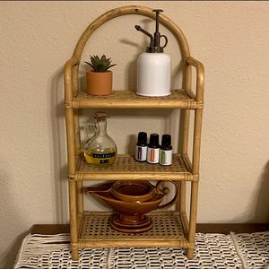 Boho bamboo cane wicker shelf